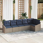 Tuinbankenset poly rattan grijs marineblauw 5 zitplaatsen