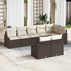 Garden lounge set with cushions 8 pcs Brown and white poly rattan