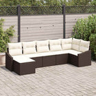 Garden Sofa Set with Cushions 7 pcs Brown and Cream Poly Rattan