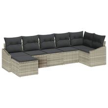 Tuin Sofa Set met kussen 7 pcs Lichtgrijs poly rattan