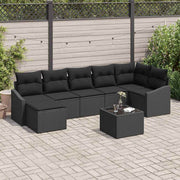 Tuinset poly rattan 8-delig zwart