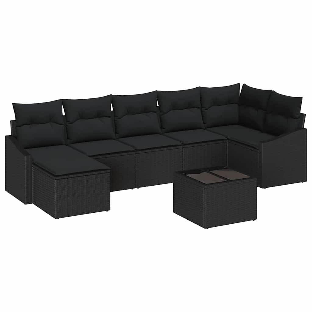 Tuin Sofa Set met kussen met opslag 8 pcs Zwart poly rattan
