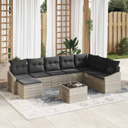 Tuinbankenset poly rattan lichtgrijs 8-delig