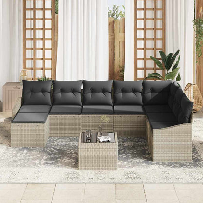 Tuin Sofa Set met kussen 8 pcs Lichtgrijs poly rattan