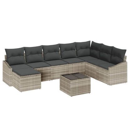 Tuin Sofa Set met kussen 8 pcs Lichtgrijs poly rattan