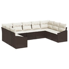 9 Piece Garden Sofa Set with Storage Brown and Cream Poly Rattan