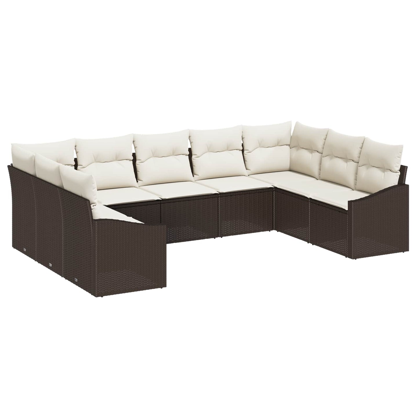 Tuinbankenset met opslag 9 pcs Bruin en Crème poly rattan