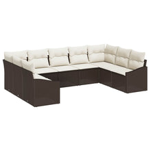 Tuinbankenset met opslag 9 pcs Bruin en Crème poly rattan