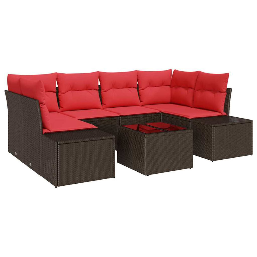 Tuin Sofa Set 8 st Beige en Rood poly rattan
