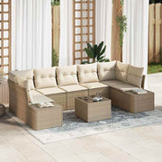Tuinset poly rattan 8-delig beige crème