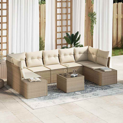 Tuin Sofa Set met kussen 8 pcs Beige en Crème poly rattan