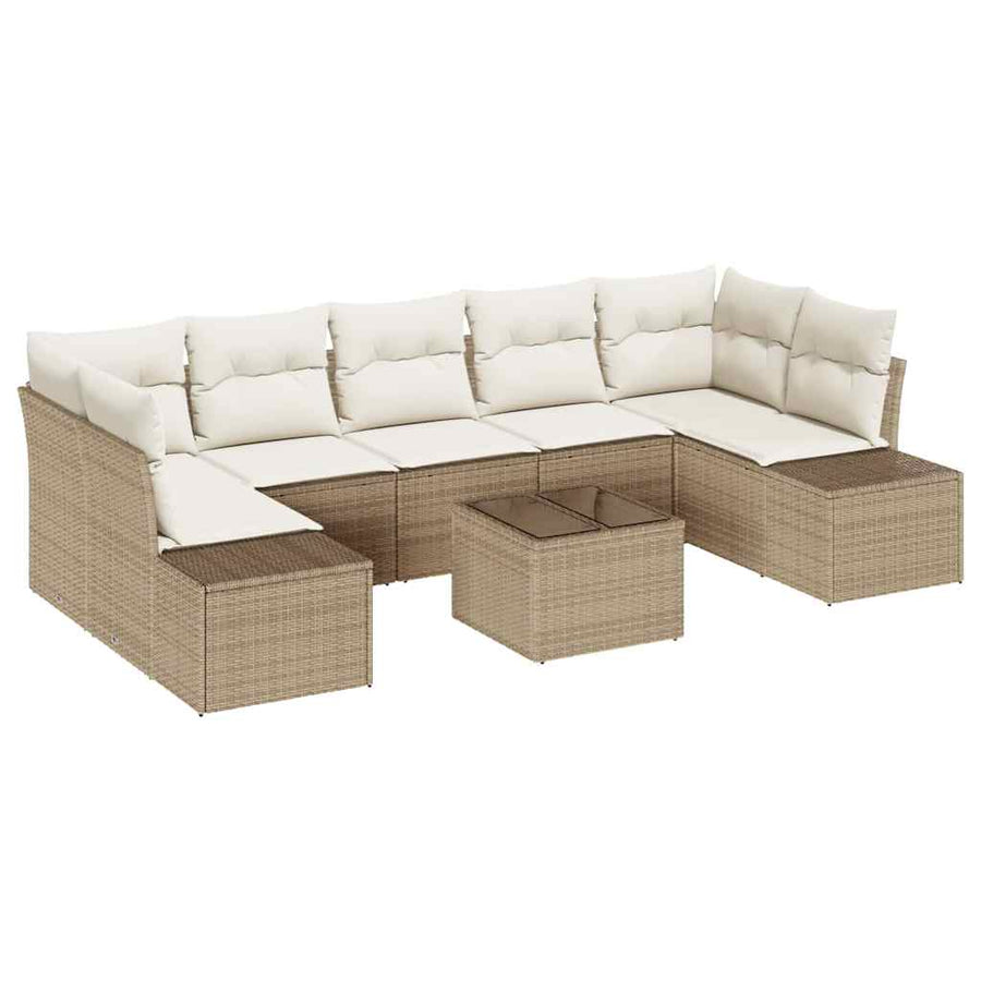 Tuin Sofa Set met kussen 8 pcs Beige en Crème poly rattan