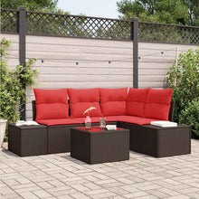 Tuinbankenset met opslag Bruin en Rood poly rattan