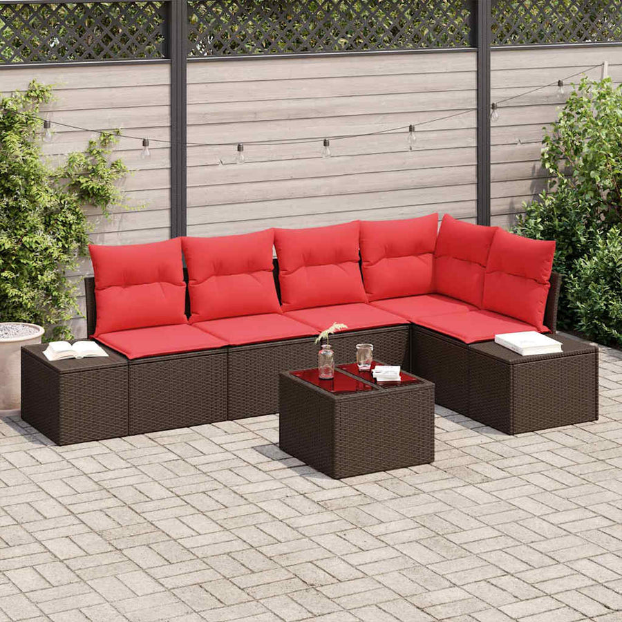 Tuinbankenset met opslag Bruin en Rood poly rattan