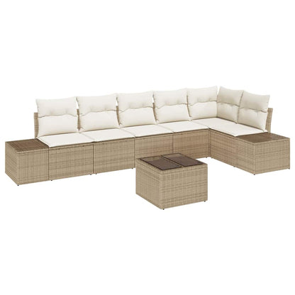 Tuinbankenset met opslag Beige en Crème poly rattan