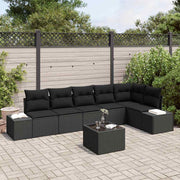 Tuinbankenset poly rattan zwart met opslag