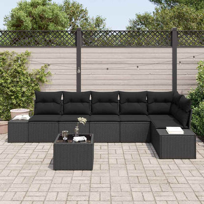 Tuinbankenset met opslag Zwart poly rattan