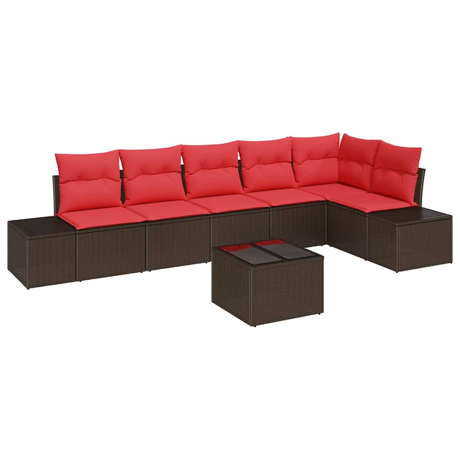 Tuinbankenset met opslag Bruin en Rood poly rattan
