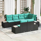 Tuinbankenset 7 st Zwart en Turquoise poly rattan