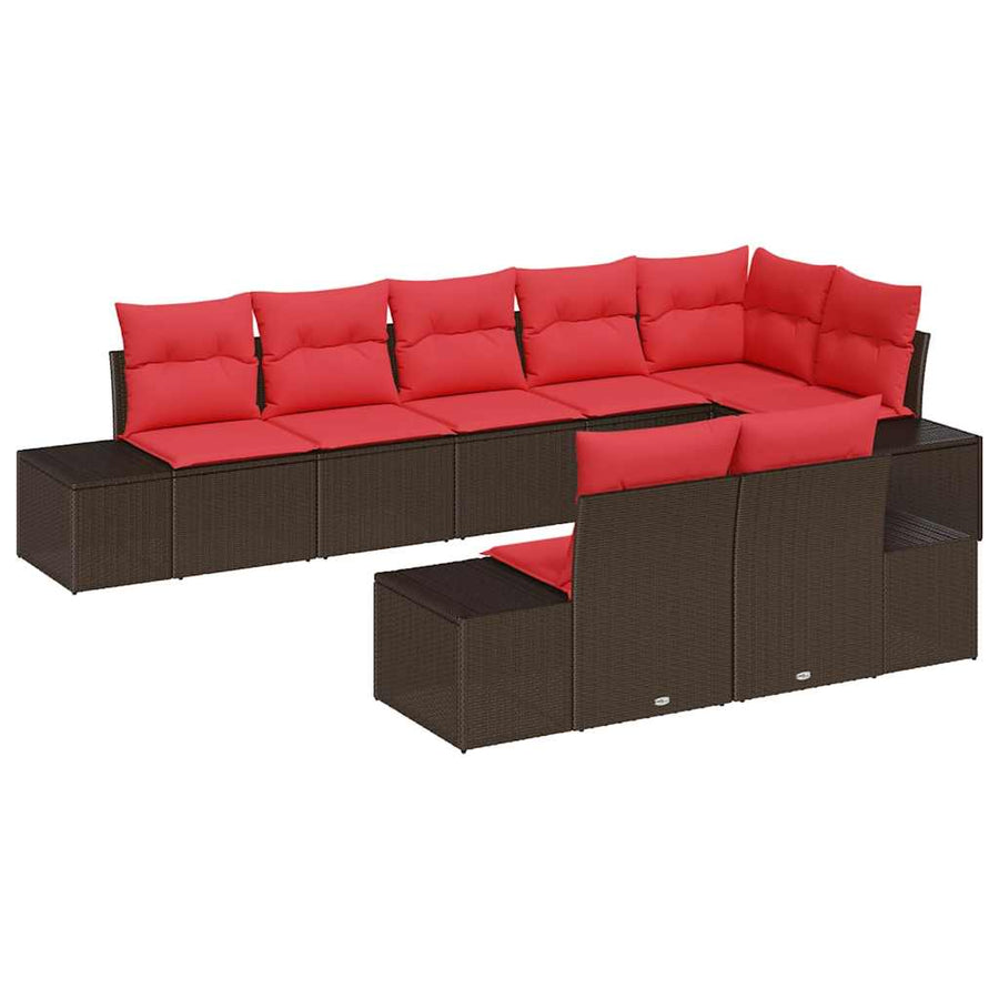 Tuinbankenset 8 st Bruin en Rood Poly riet