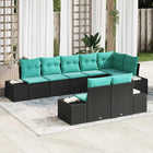 Tuinbankenset 8 st Zwart en Turquoise Poly riet