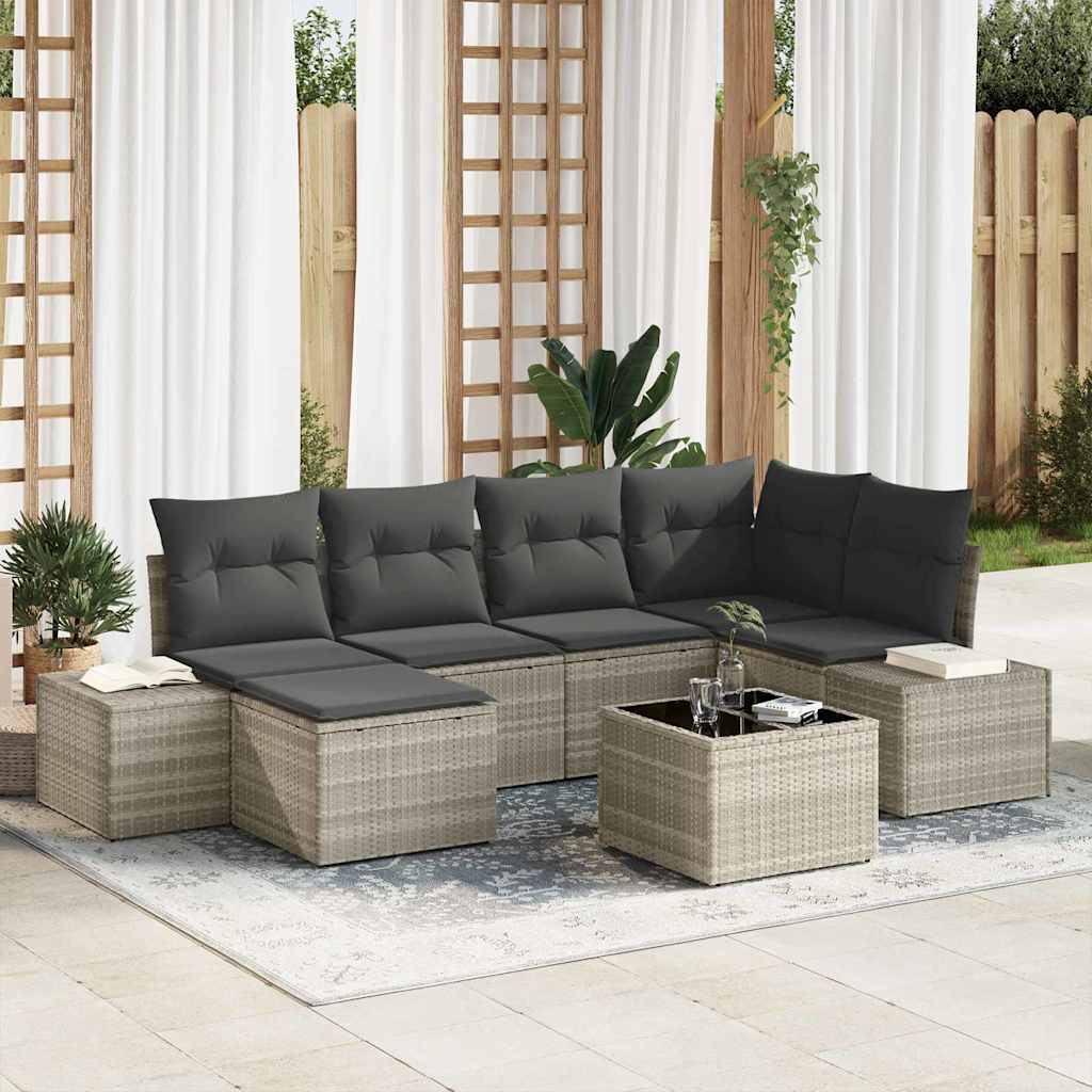 Tuin Sofa Set met kussen 6 pcs Lichtgrijs poly rattan