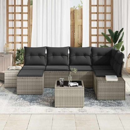 Tuin Sofa Set met kussen 6 pcs Lichtgrijs poly rattan