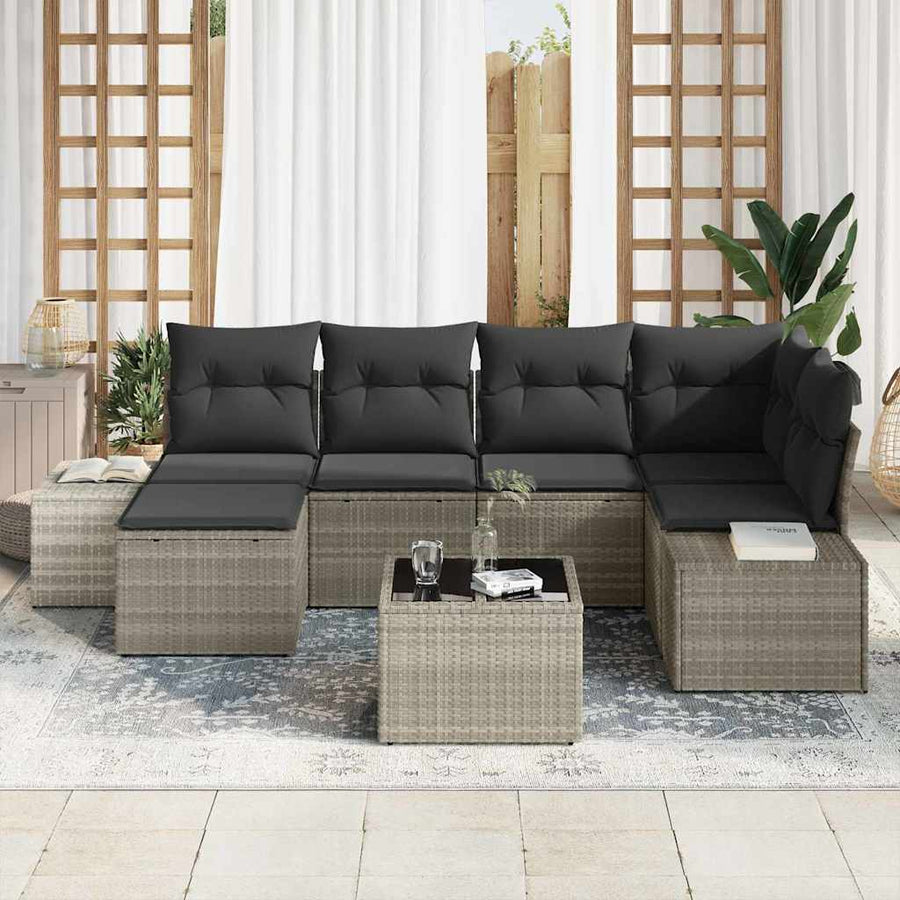 Tuin Sofa Set met kussen 6 pcs Lichtgrijs poly rattan