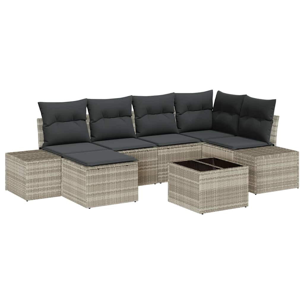 Tuin Sofa Set met kussen 6 pcs Lichtgrijs poly rattan