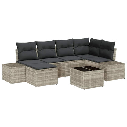 Tuin Sofa Set met kussen 6 pcs Lichtgrijs poly rattan