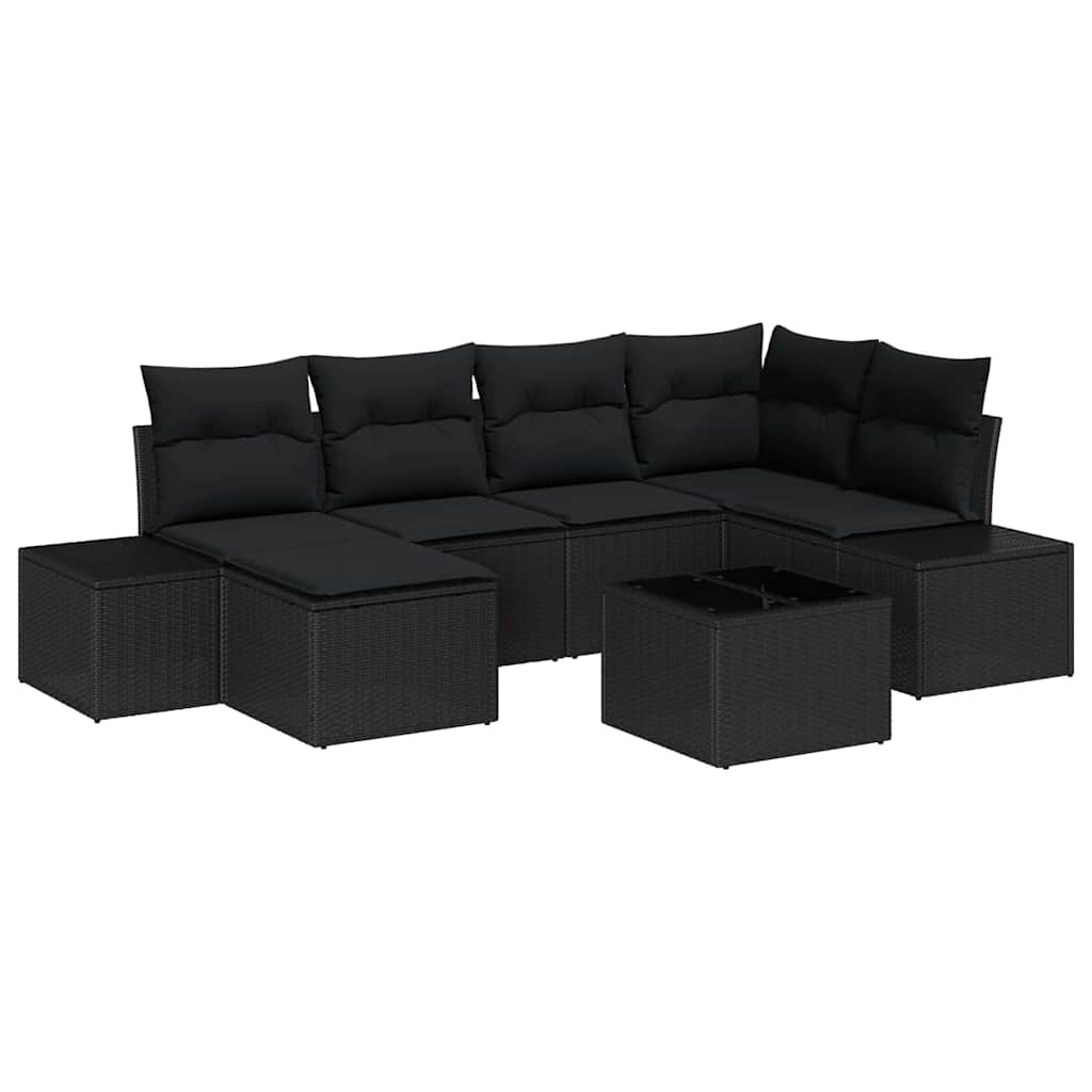 Tuin Sofa Set met kussen met opslag 6 pcs Zwart poly rattan