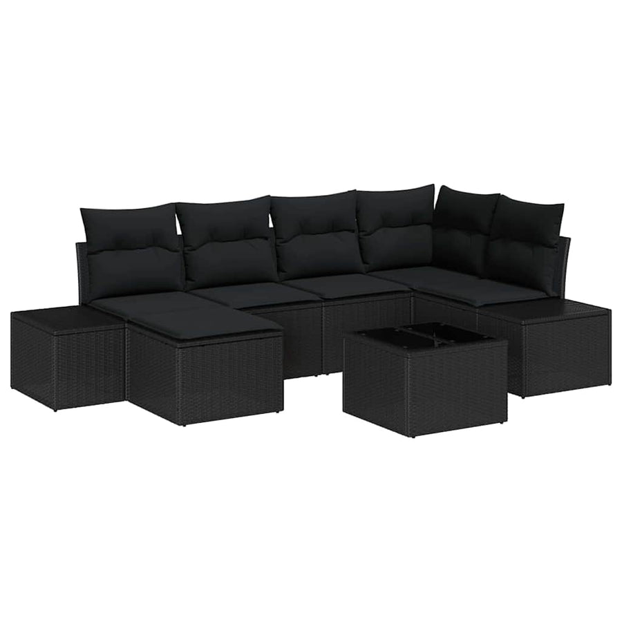 Tuin Sofa Set met kussen met opslag 6 pcs Zwart poly rattan