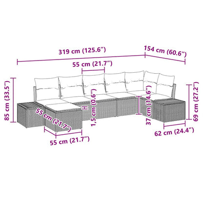 Tuin Sofa Set met kussen met opslag 7 pcs Beige poly rattan