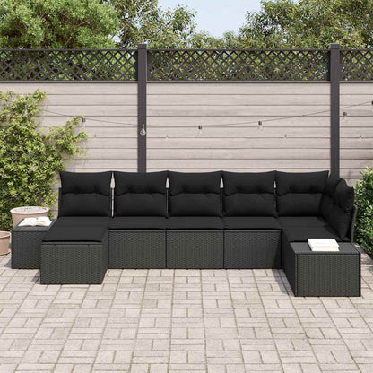 Tuin Sofa Set met kussen met opslag 7 pcs Zwart poly rattan