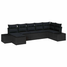Tuin Sofa Set met kussen met opslag 7 pcs Zwart poly rattan