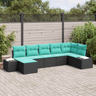 Tuin Sofa Set 7 st Zwart en Turquoise poly rattan