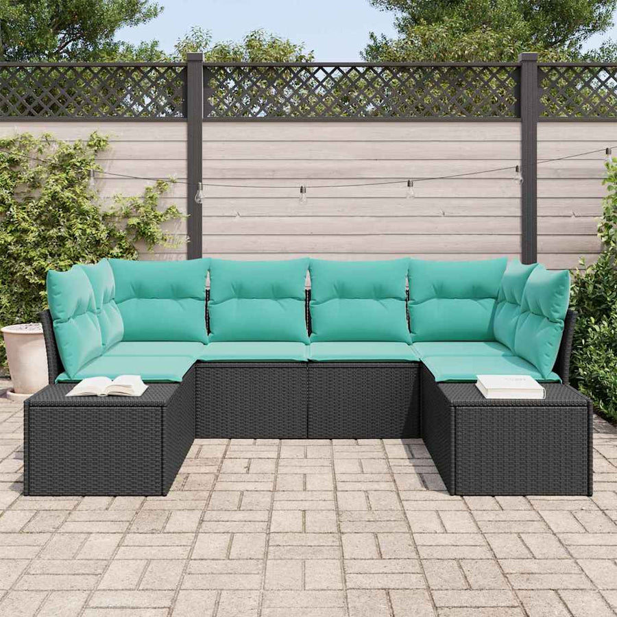 Tuinbankenset 6 st 6-Aantal zitplaatsen Zwart en Turquoise