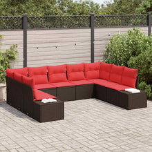 Tuinbankenset 9 st 8-Aantal zitplaatsen Bruin en Rood