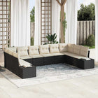 Garden Sofa Set with Cushions 10 pcs Black and Cream Poly Rattan