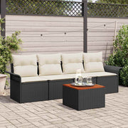 Tuinbankenset poly rattan 251x62x69 cm zwart crème