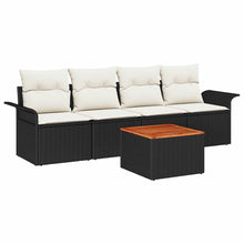 Tuinbankenset met opslag 5 pcs Zwart en Crème poly rattan