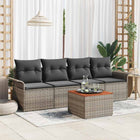 5-Piece Garden Bench Set with Storage Grey Poly Rattan