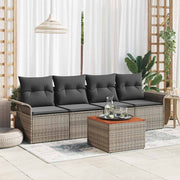 Tuinbankenset poly rattan grijs 5-delig