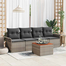 Tuinbankenset met opslag 5 pcs Grijs poly rattan