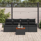 Garden Lounge Set with Storage 5 pcs Black poly rattan