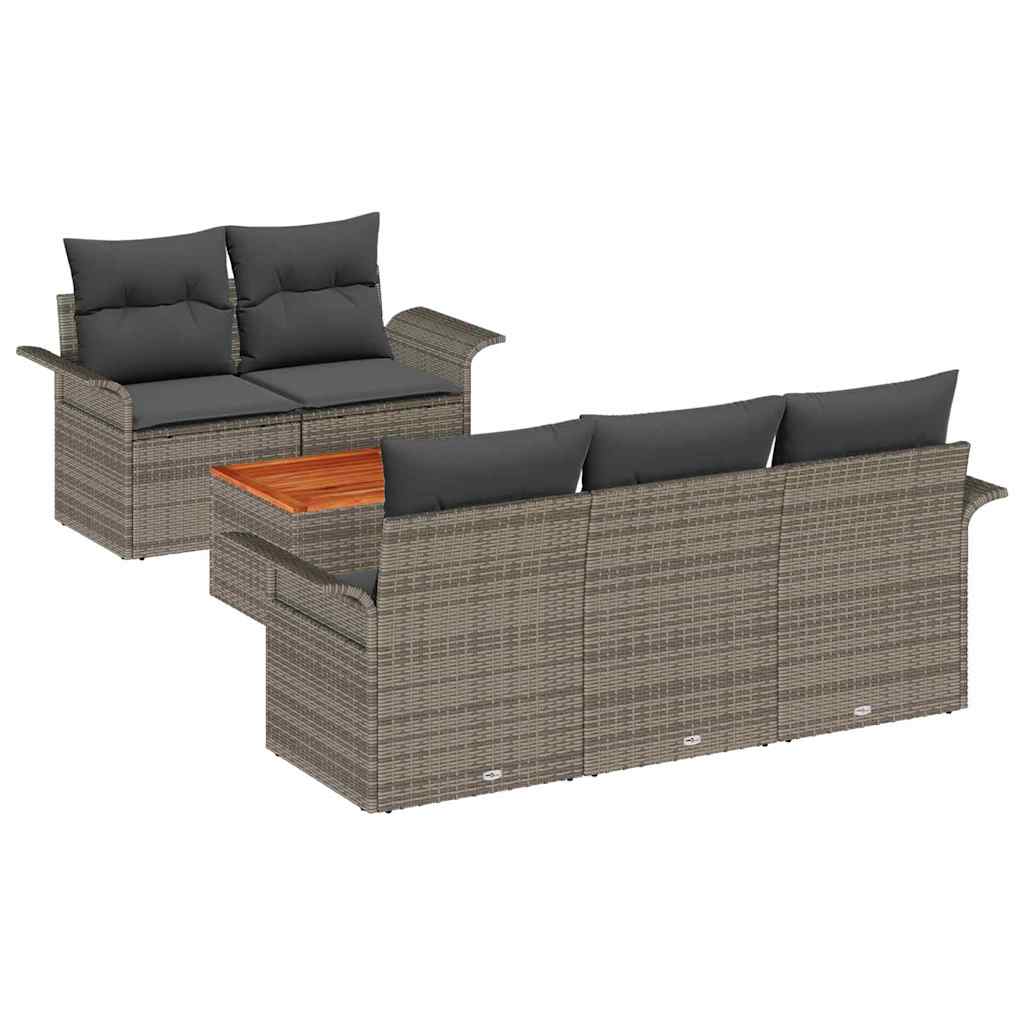 Tuinbankenset met opslag 6 pcs Grijs poly rattan