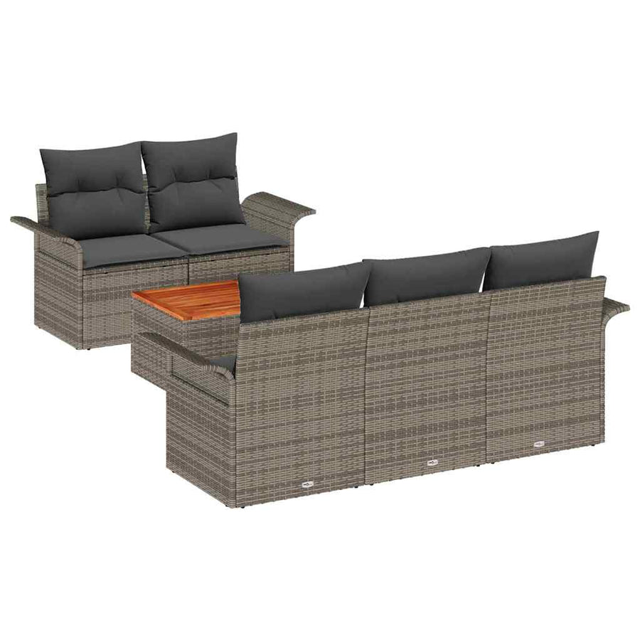 Tuinbankenset met opslag 6 pcs Grijs poly rattan