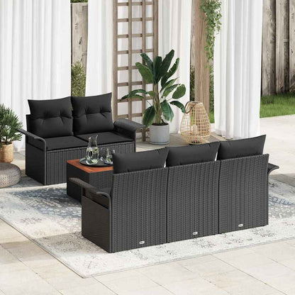Tuinbankenset met opslag 6 pcs Zwart poly rattan