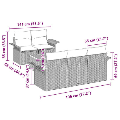 Tuinbankenset met opslag 6 pcs Zwart poly rattan