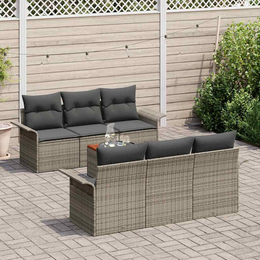 Tuinbankenset met opslag 7 pcs Grijs poly rattan
